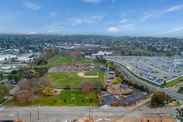 an aerial view of a city