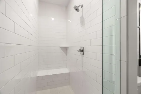 a bathroom with a bathtub