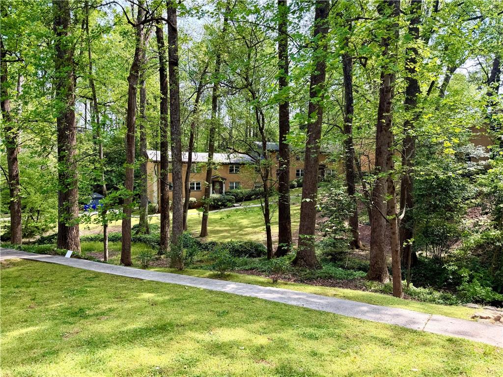 1010 Scott Boulevard, Unit E4 Decatur, GA 30030 - Photo 13 of 16 a backyard of a house with lots of green space and fountain