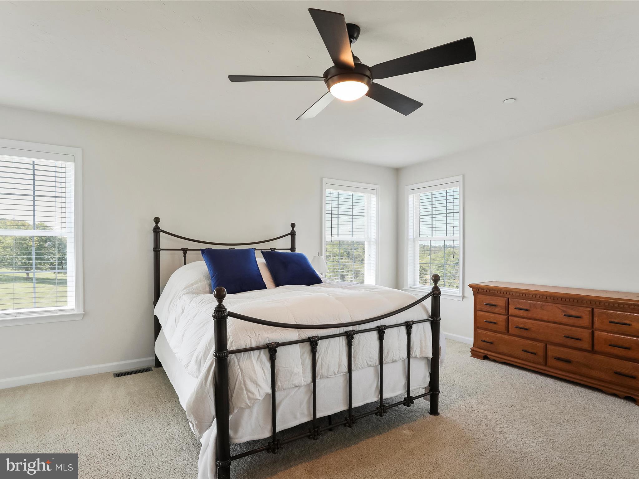 1147 Fox Run Terrace Hanover, PA 17331 - Photo 29 of 50 a bedroom with a bed a chandelier and a dresser