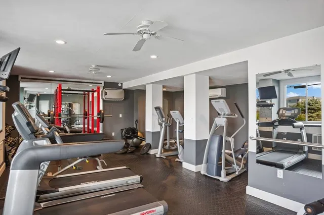 a view of a room with gym equipment