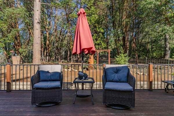 a view of outdoor space with seating