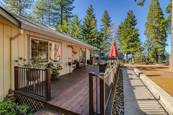 a view of a porch with furniture