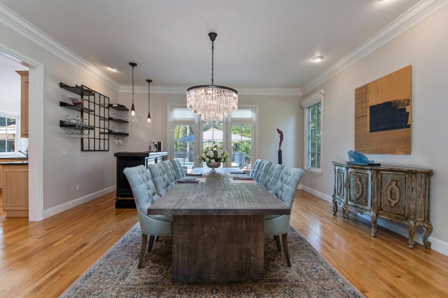 37 Valley Road Atherton, CA 94027 - Photo 9 of 26 a view of a dining room with furniture window and wooden floor