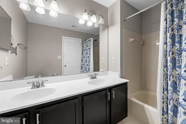 a bathroom with a sink double vanity and a bathtub
