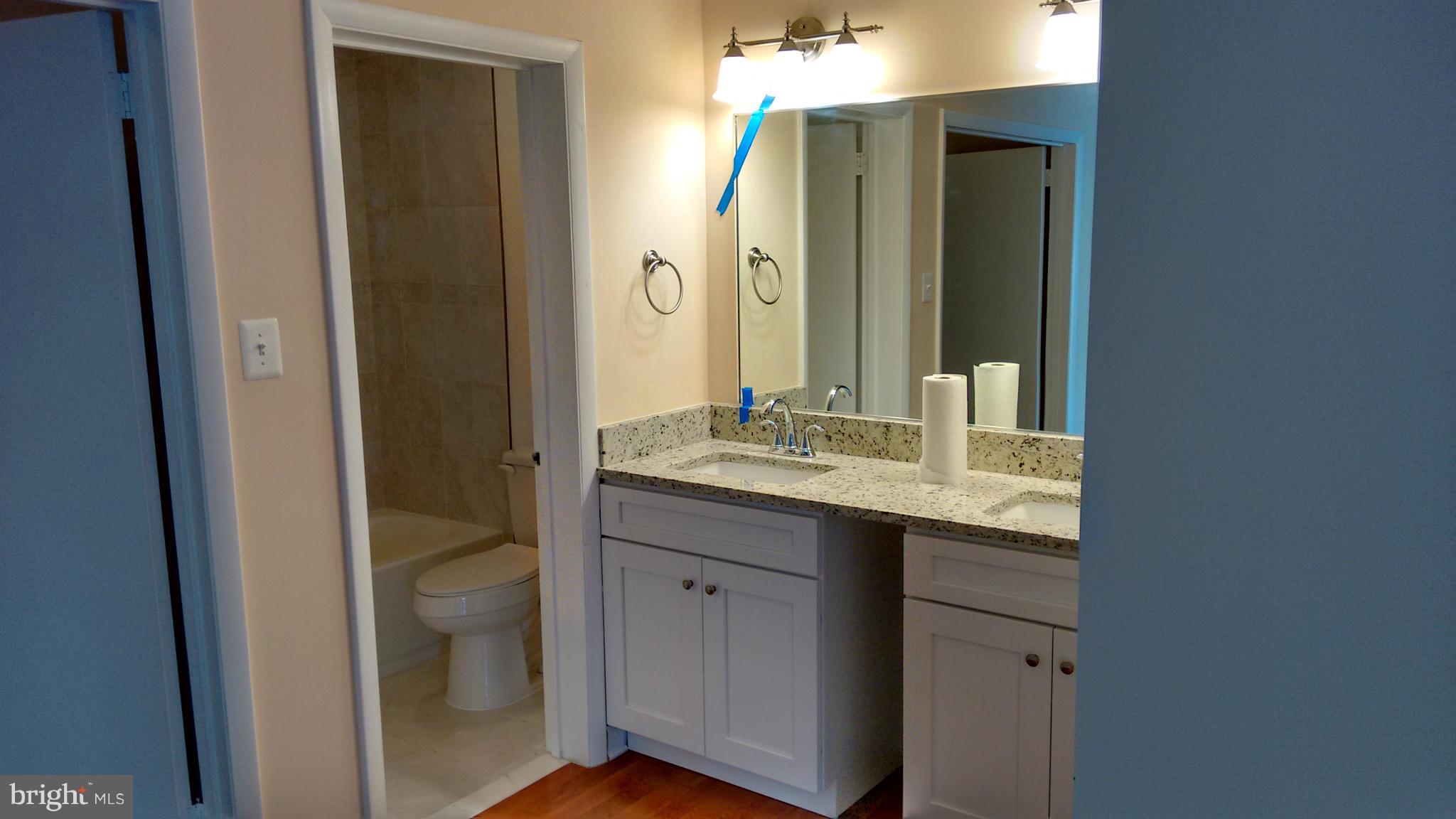 11655 Newbridge Court Reston, VA 20191 - Photo 27 of 30 a bathroom with a granite countertop sink and a mirror