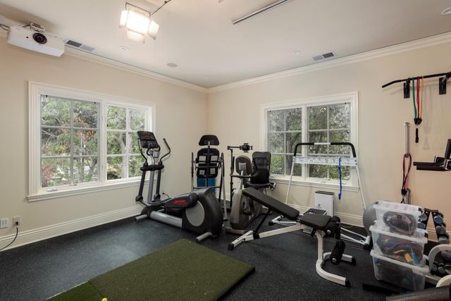 a view of a room with gym equipment