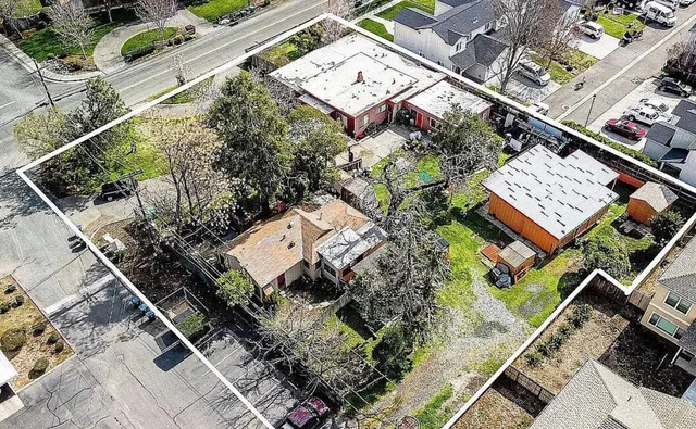 an aerial view of a house