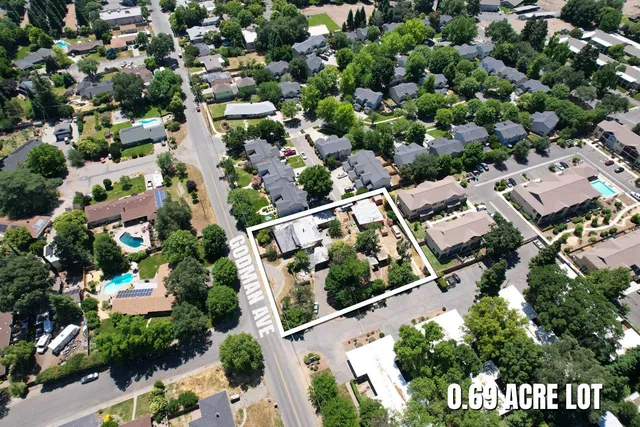 an aerial view of multiple house