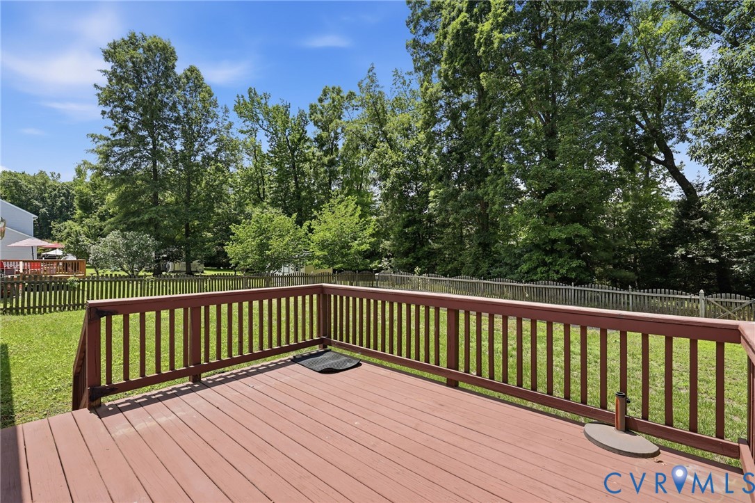 14719 Clover Ridge Lane Chesterfield, VA 23832 - Photo 33 of 36 Spacious wooden deck with railing overlooking a la