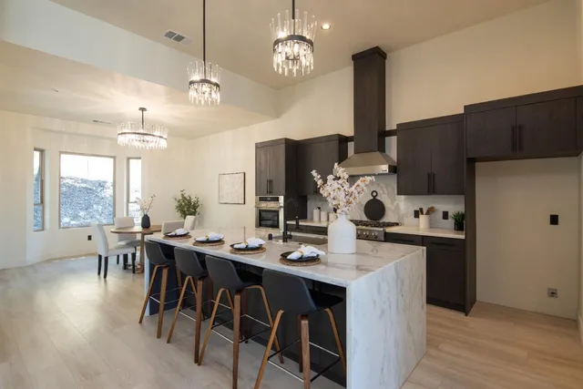 a bedroom with a bed and a mirror