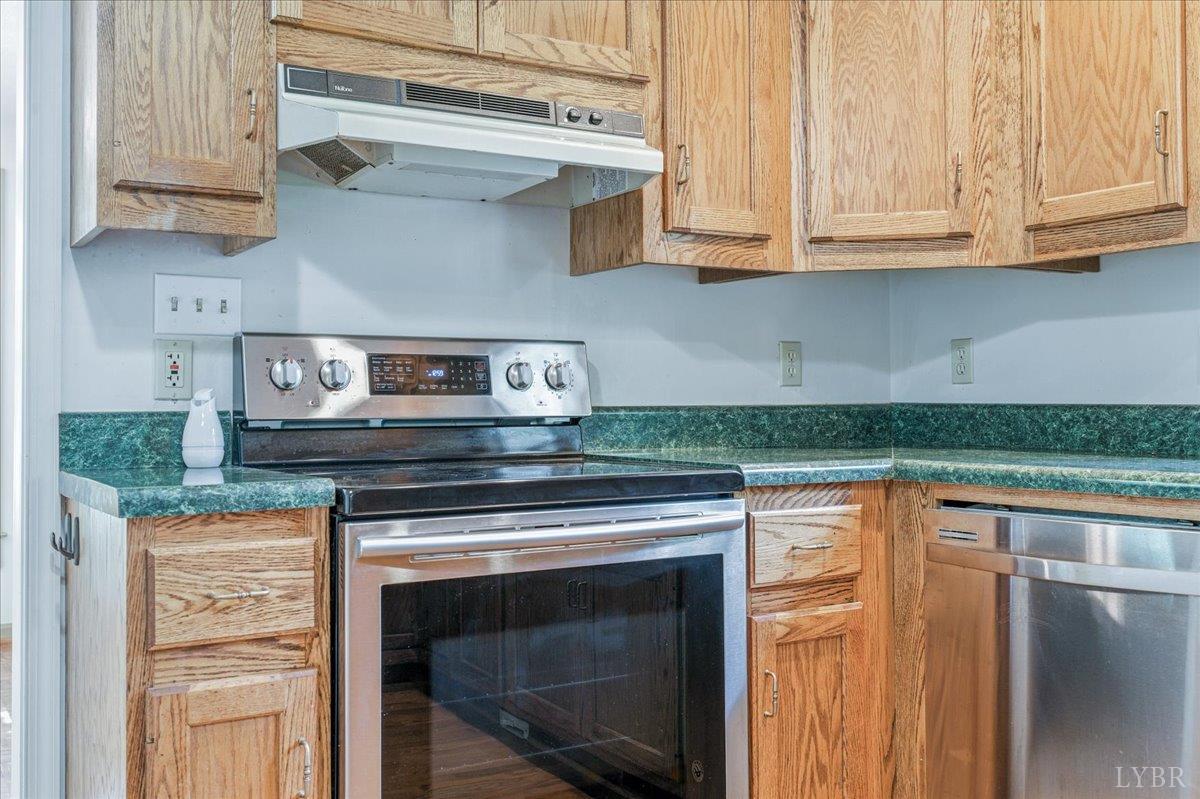 530 Patteson School Road Appomattox, VA 24522 - Photo 16 of 45 a kitchen with stainless steel appliances granite countertop a stove and a microwave