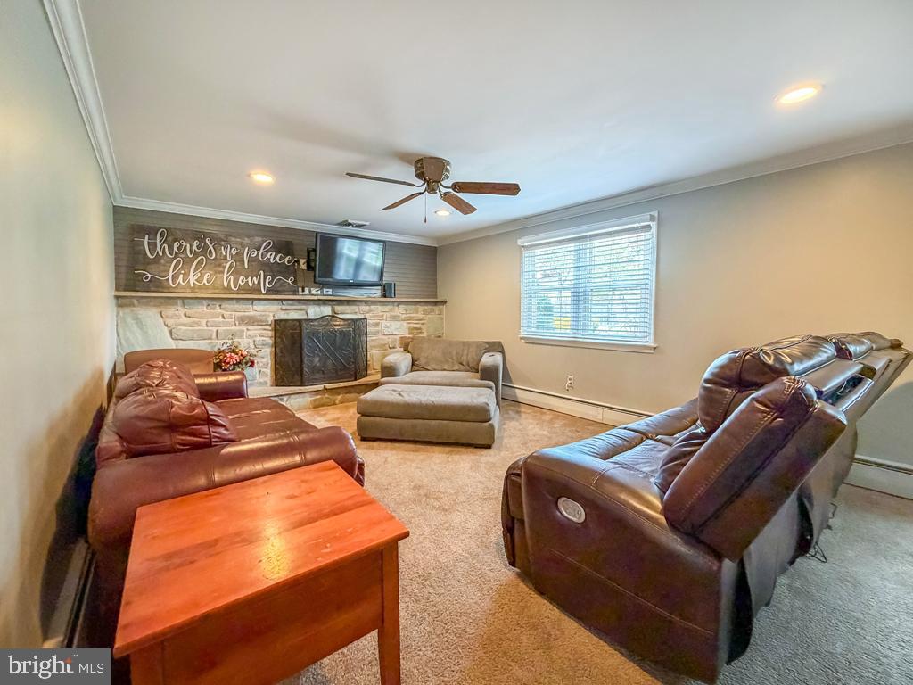 21 Rotterdam Road North Holland, PA 18966 - Photo 5 of 58 Large Family Room w/Stone Wall Fireplace & C/Fan