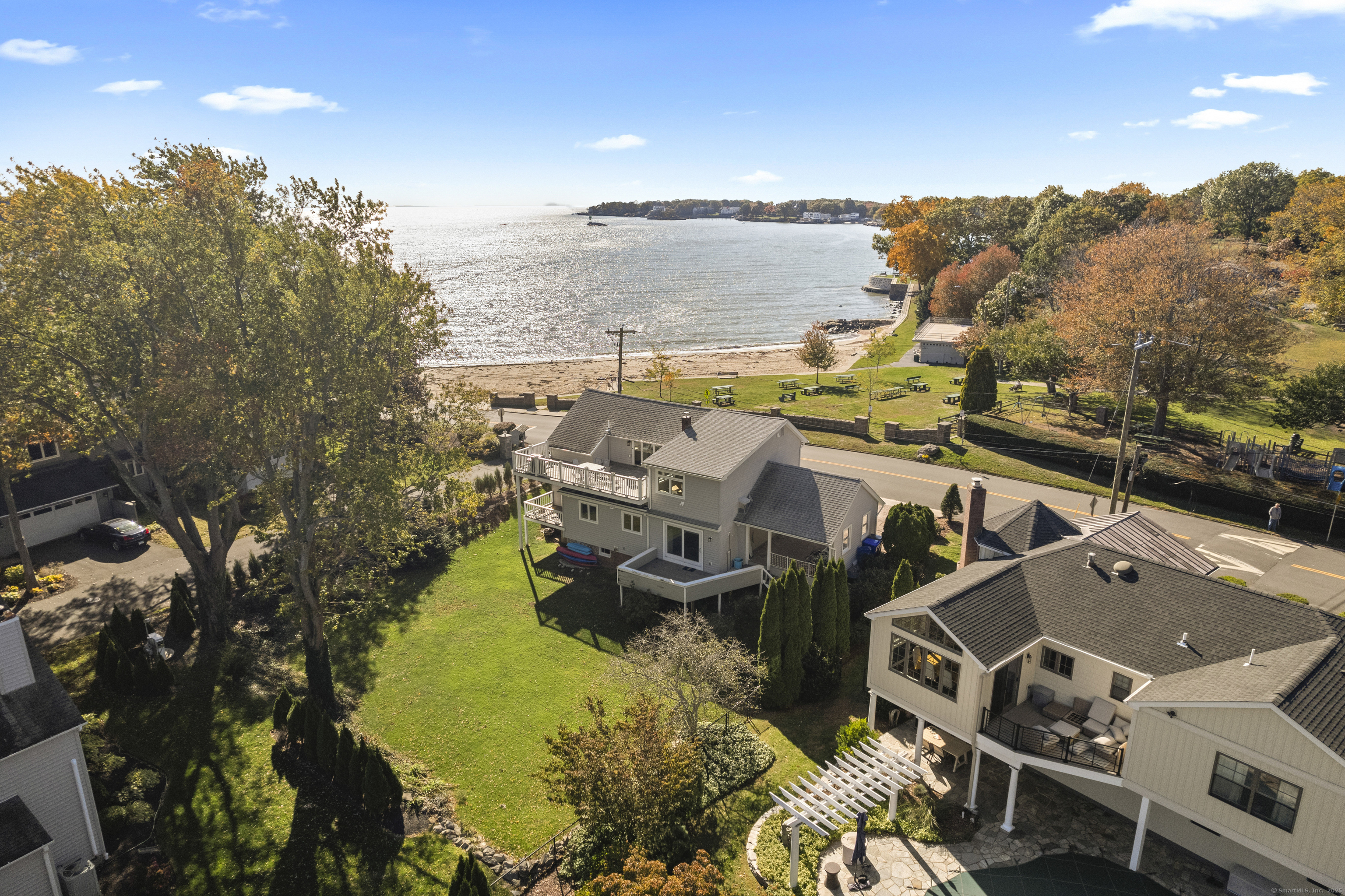 21 Harbor Street Branford, CT 06405 - Photo 34 of 40 an aerial view of a house with outdoor space and ocean view