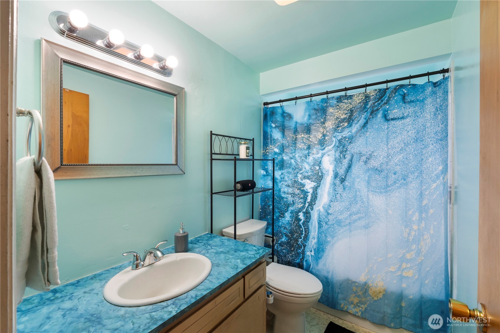 1411 Ruddell Road Southeast Lacey, WA 98503 - Photo 10 of 40 a bathroom with a sink toilet and mirror