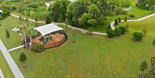 a garden view with a sink