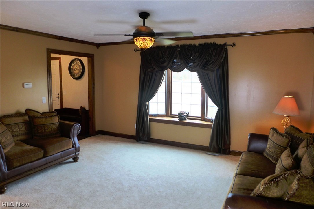 4912 South County Line Road Madison, OH 44057 - Photo 11 of 23 Here is the the living room in the front side of the home, large foyer area just to the left with a hall closet. The bay window adds some additional class and style to the home.