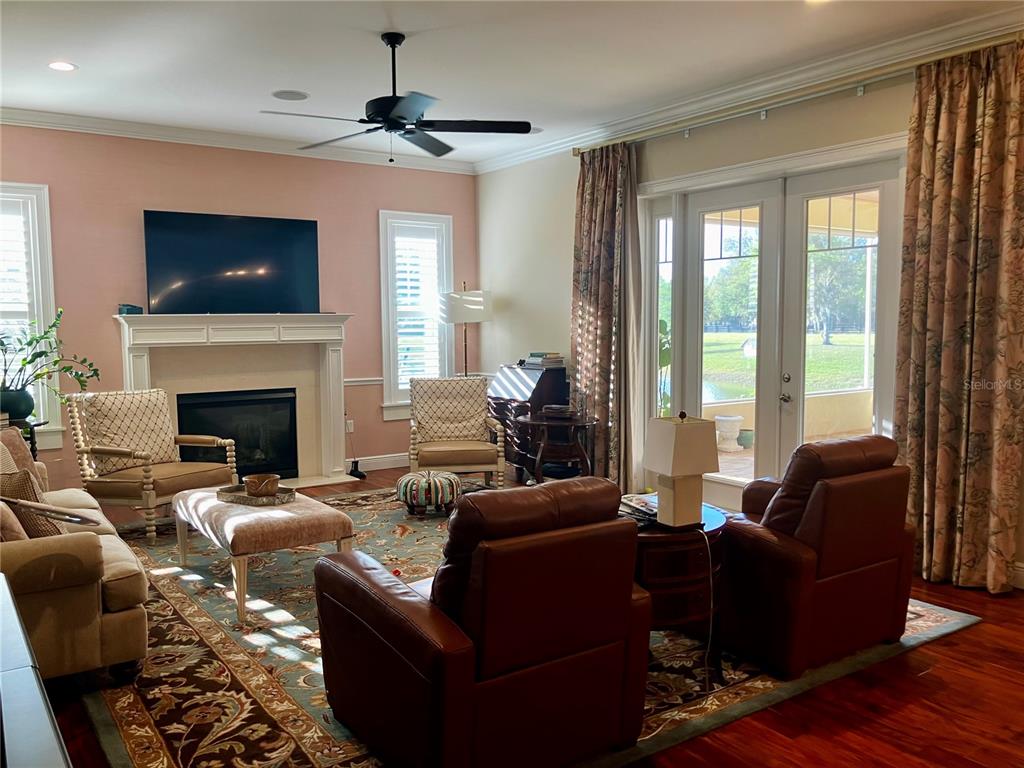3709 Gallagher Road Plant City, FL 33565 - Photo 22 of 60 a living room with furniture a flat screen tv and a fireplace