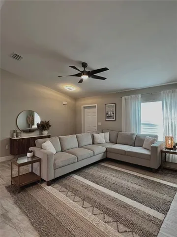 a living room with furniture