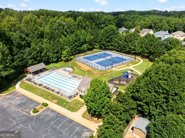 an aerial view of a house