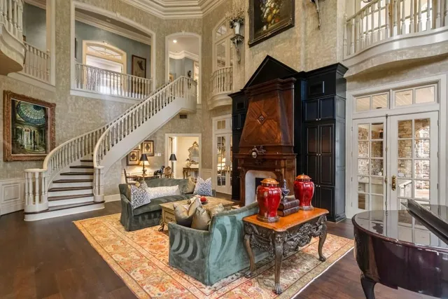 a living room with furniture