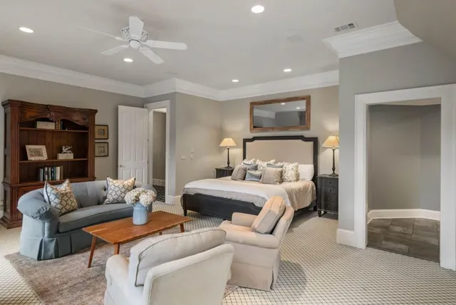 a front view of a residential apartment building with a yard