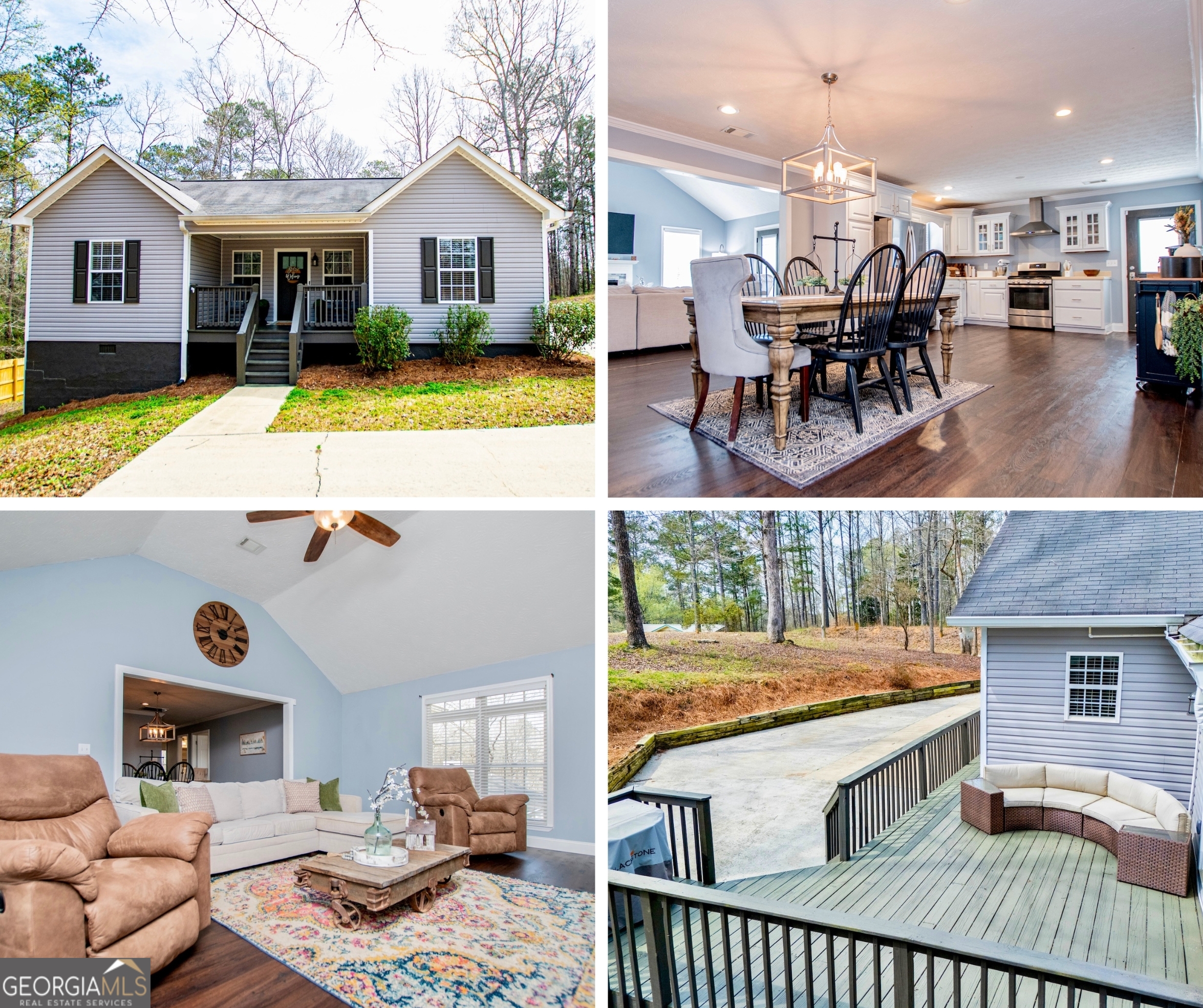 a view of a livingroom with furniture and a kitchen