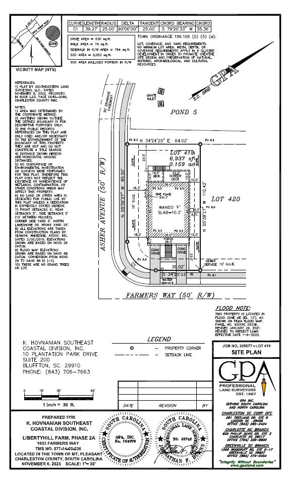 1663 Cultivation Lane, Unit 455 Mount Pleasant, SC 29466 - Photo 50 of 178 LHF 419 site plan