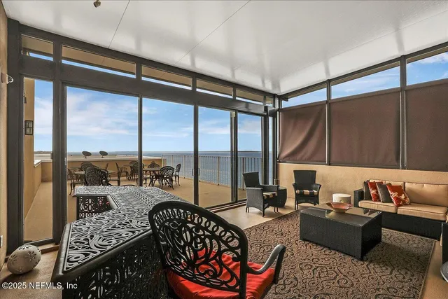 a living room with furniture