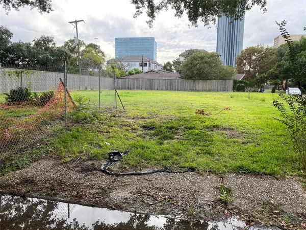 a view of a garden with a small pool