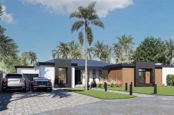 a house view with a garden space