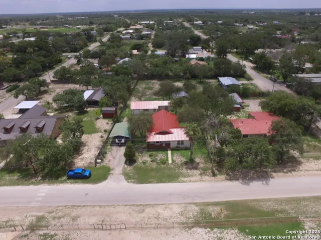 an aerial view of a house