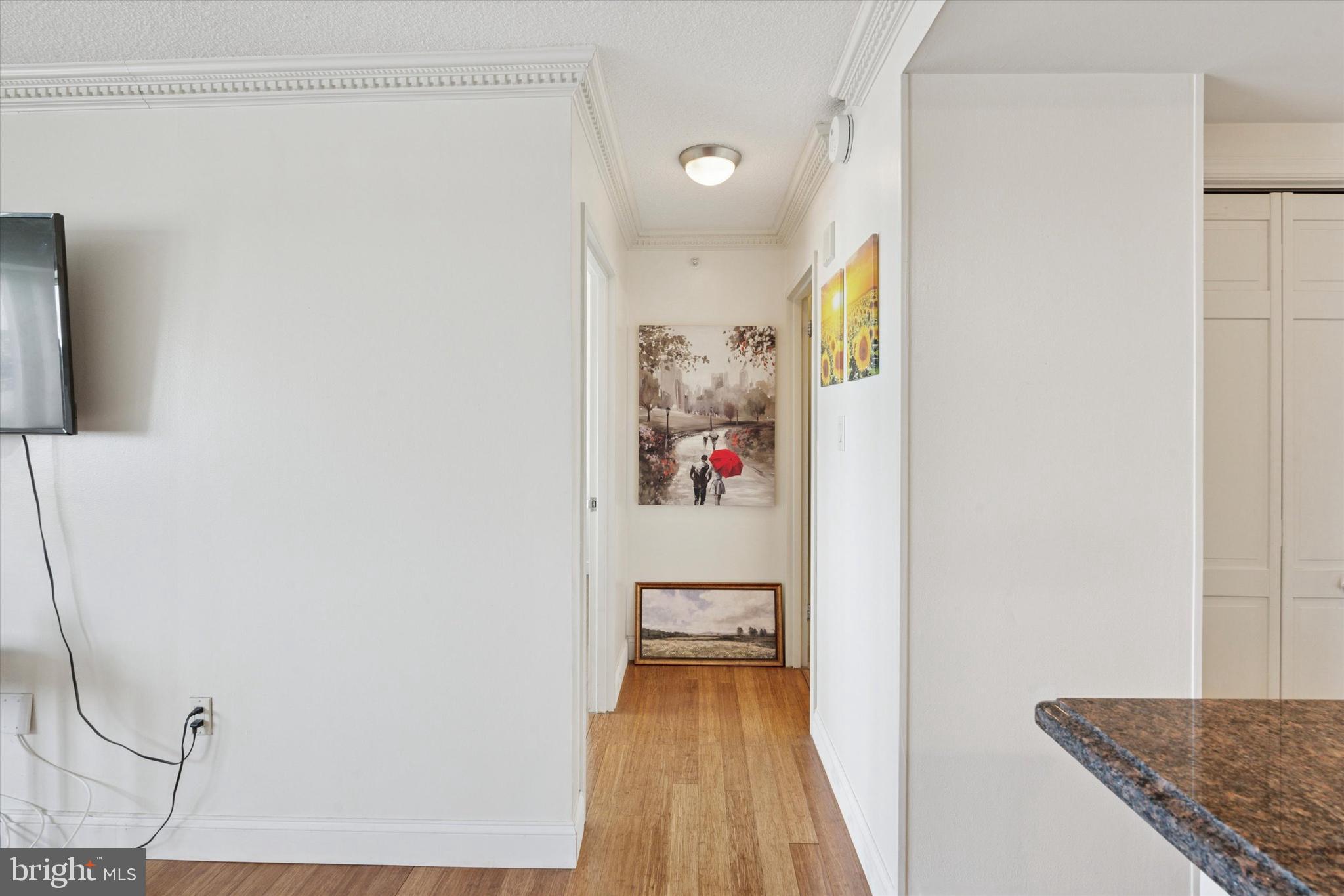 2001 Hamilton Street, Unit 1523 Philadelphia, PA 19130 - Photo 12 of 17 a view of a hallway with wooden floor and cabinet