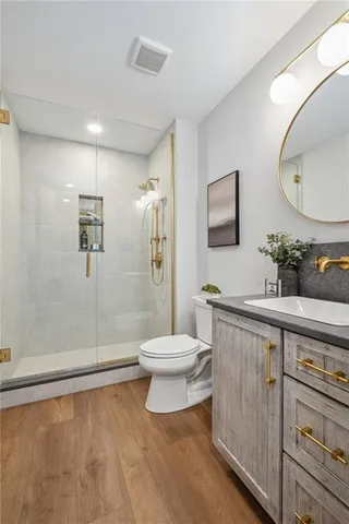 a view of a lobby with furniture and floor