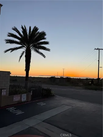 a view of street with sunset view