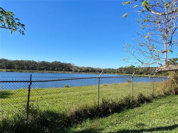 a view of a garden with a lake view