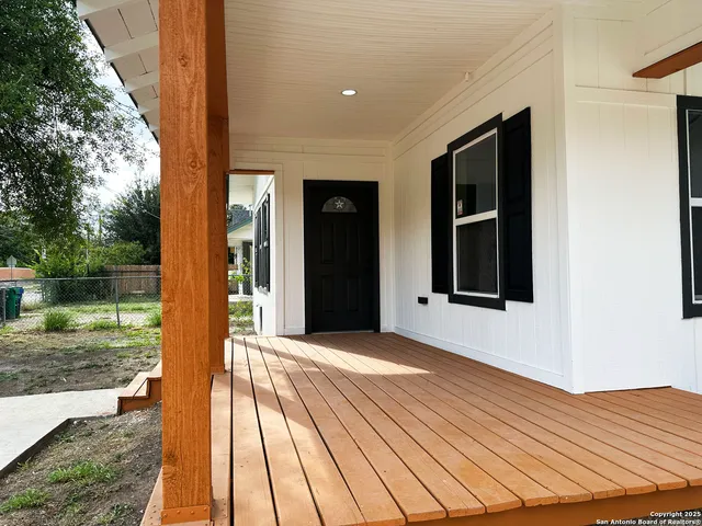 a view of a garden from a patio