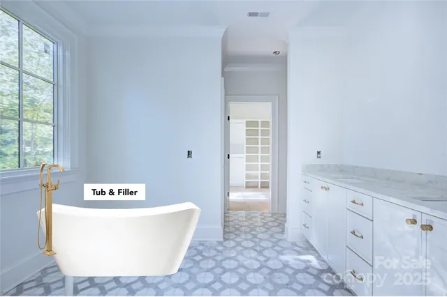 a view of an empty walk in closet