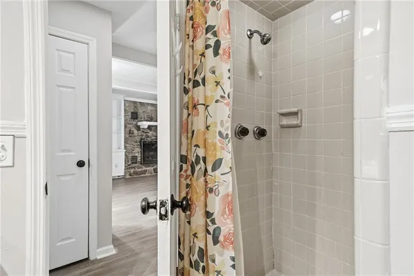 a bathroom with a shower