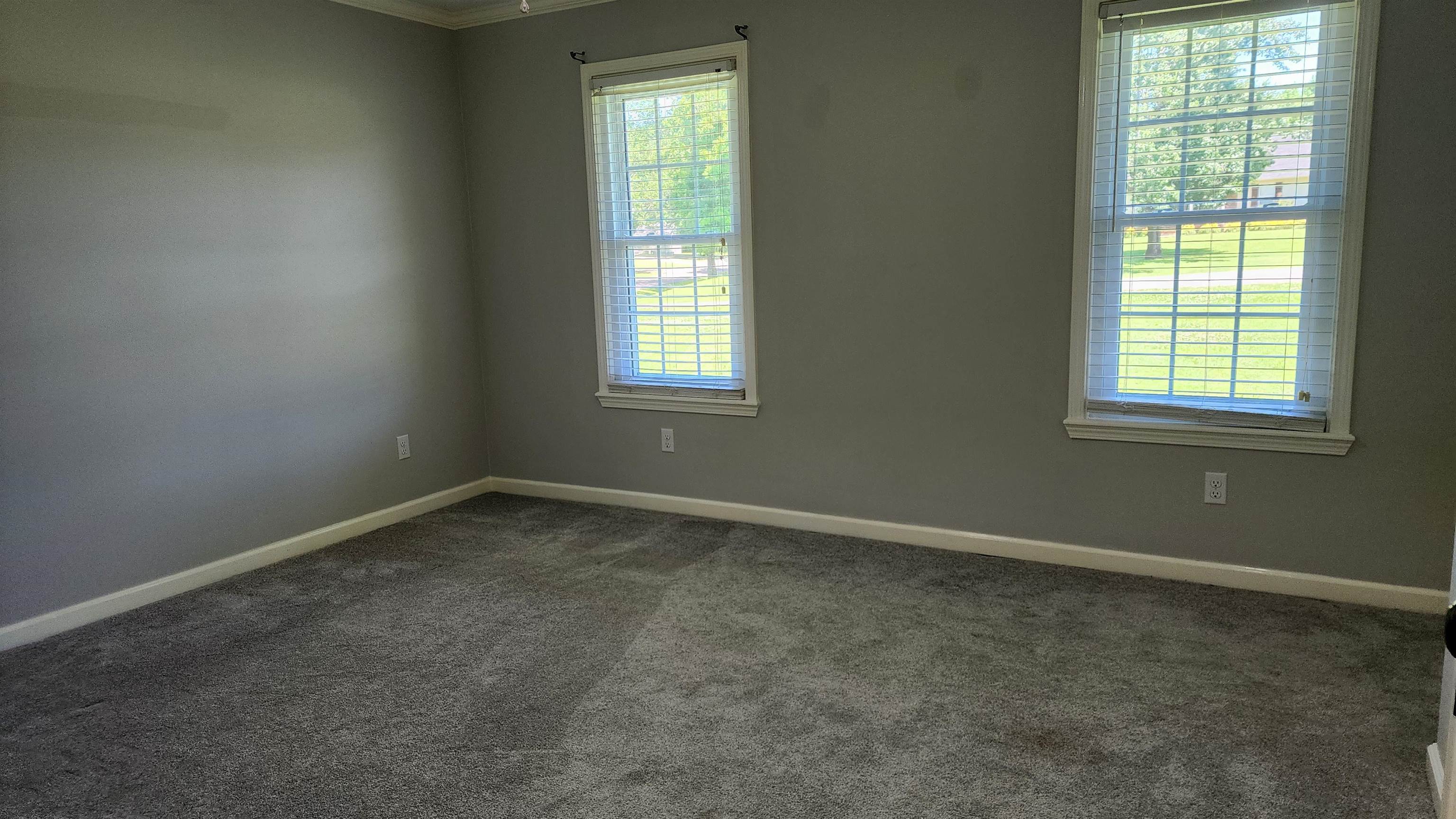 445 Caldwell Road Ripley, TN 38063 - Photo 10 of 14 Empty room with healthy amount of natural light, dark carpet, baseboards, and ornamental molding