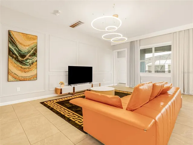 a bedroom with furniture and a flat screen tv