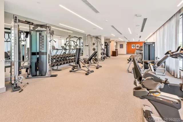 a view of a room with gym equipment