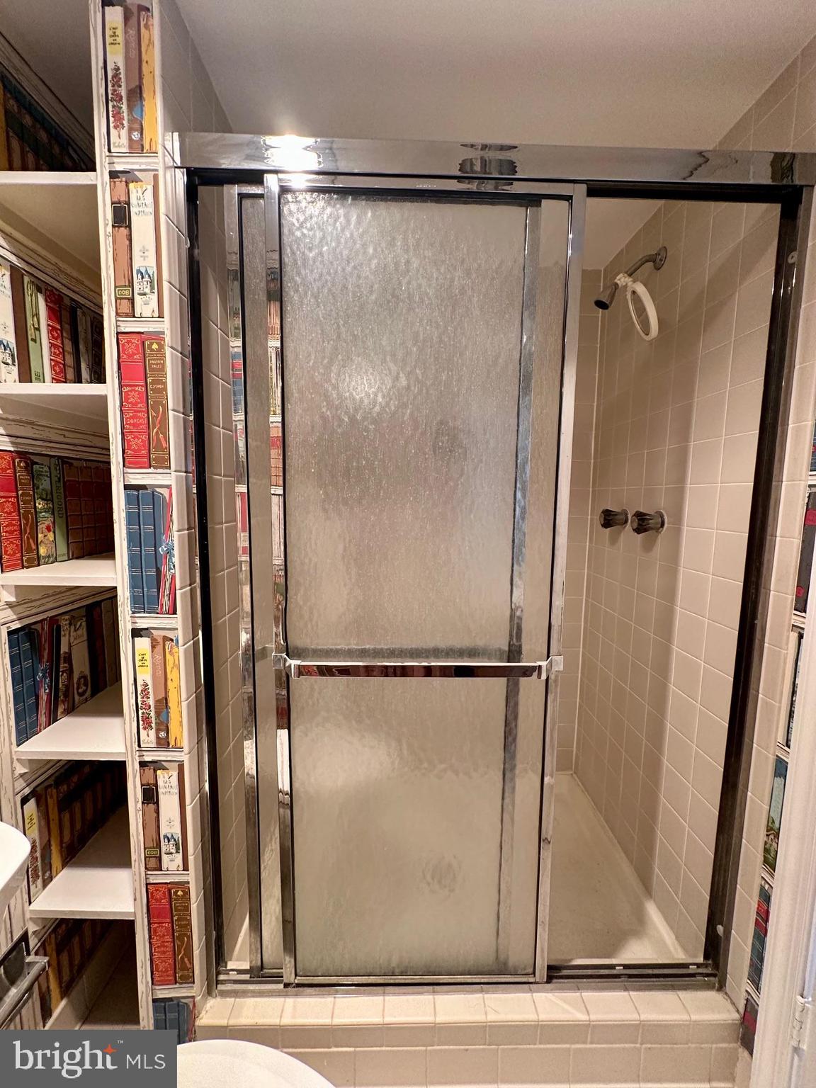 1080 Wisconsin Avenue Northwest, Unit 503W Washington, DC 20007 - Photo 25 of 36 a bathroom with a shower and a mirror