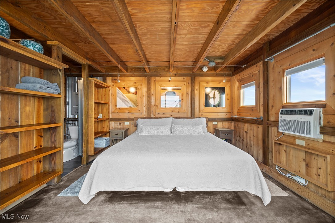 731 Cedar Point Road Sandusky, OH 44870 - Photo 34 of 50 Bedroom with wooden walls and wood ceiling