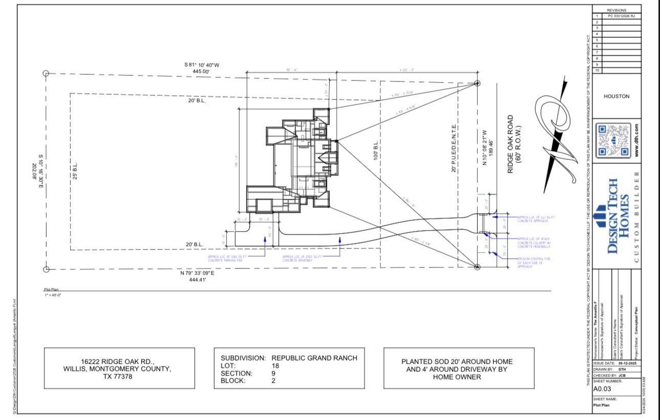 16222 Ridge Oak Road Willis, TX 77378 - Photo 2 of 32 Proposed plot plan on 2 acre lot