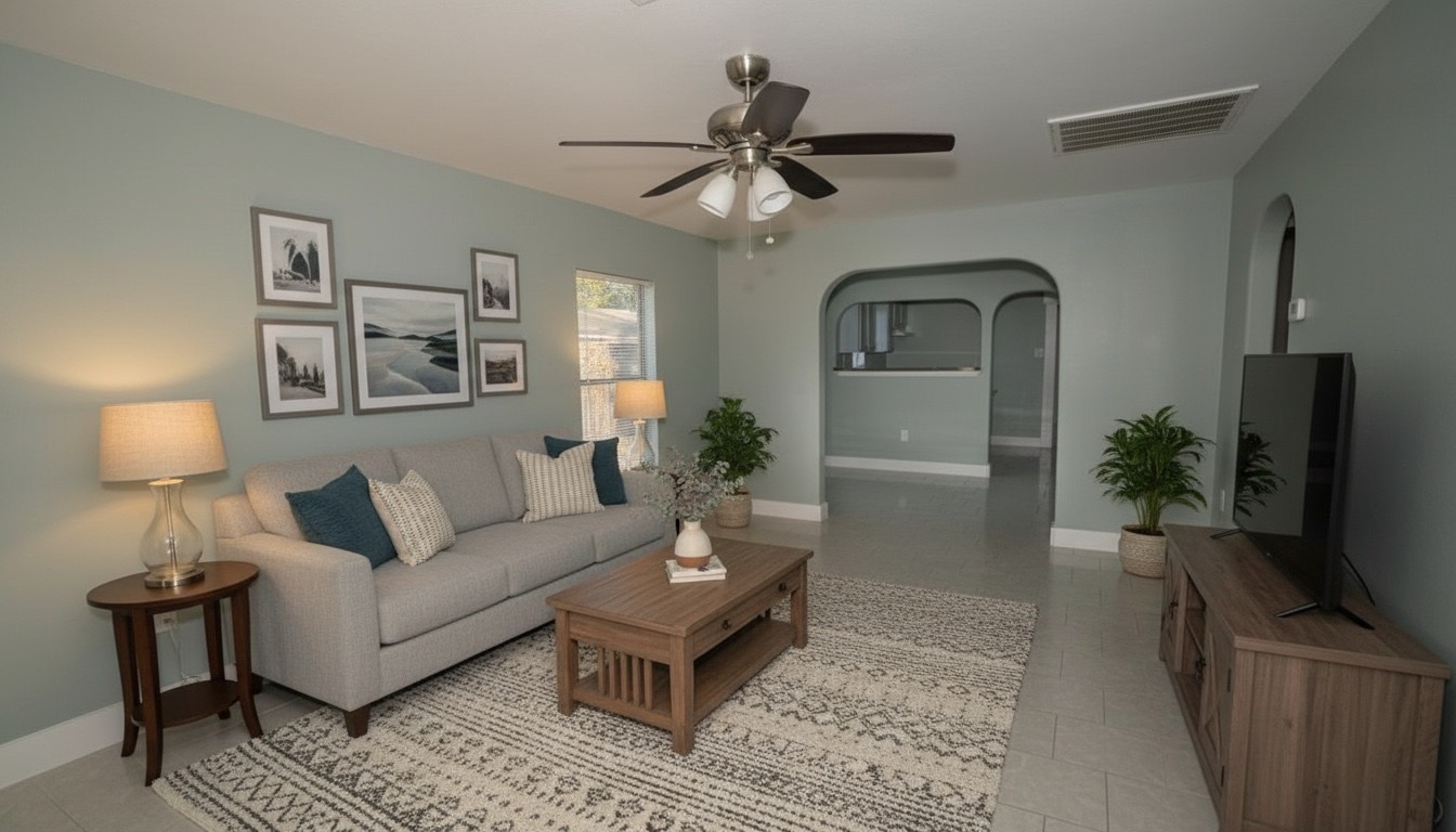 4826 Bristol Street Houston, TX 77009 - Photo 3 of 25 a living room with furniture and a flat screen tv