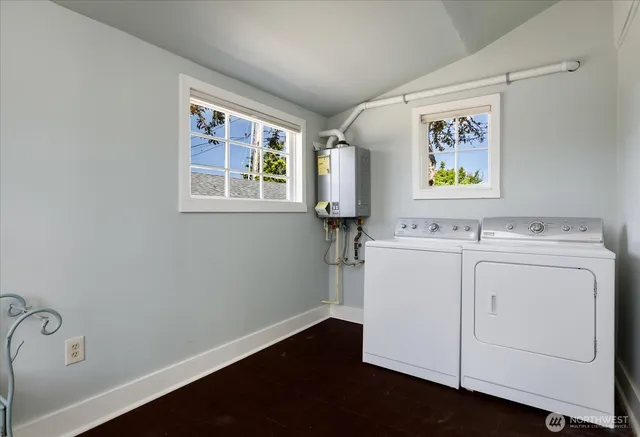 a utility room with dryer and washer