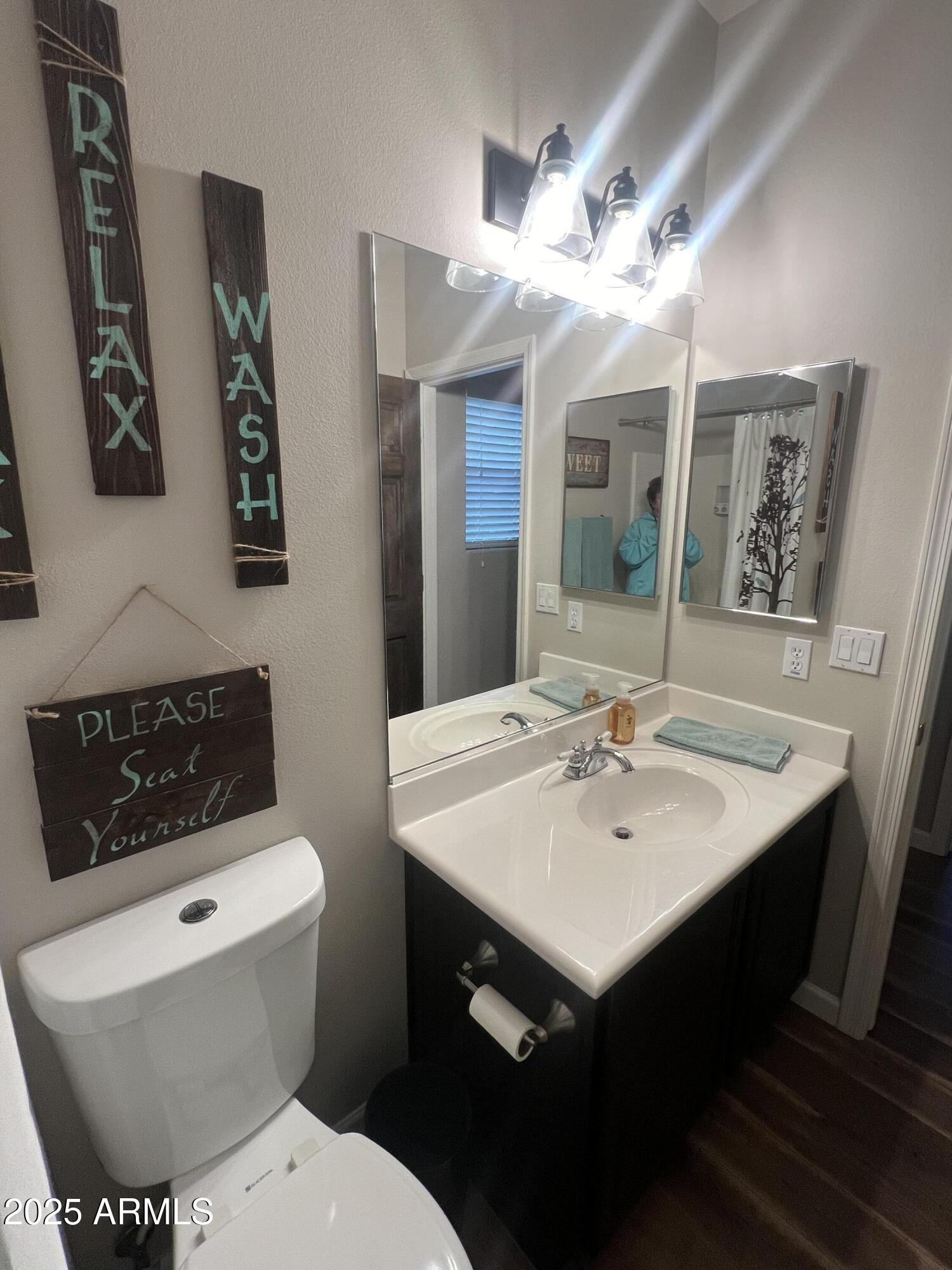 3473 High Country Drive Heber, AZ 85928 - Photo 22 of 38 a bathroom with a sink a toilet and mirror