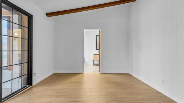 an empty room with windows