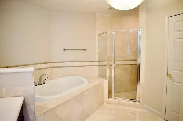 a view of a yard with palm trees